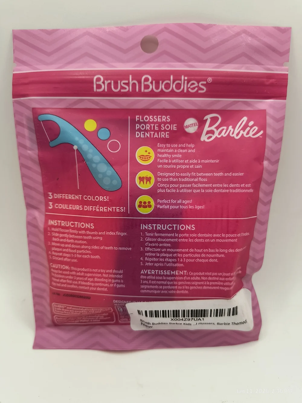 Barbie Brush Buddies Flossers - Kids Teeth Care 45 Count Sealed